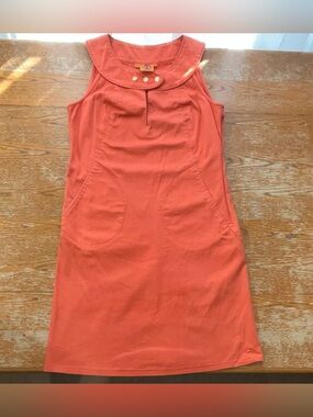 Vintage Tory Burch coral orange sleeveless sheath dress size 6